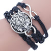 Stunning Wolf Black Braided Leather Bracelet