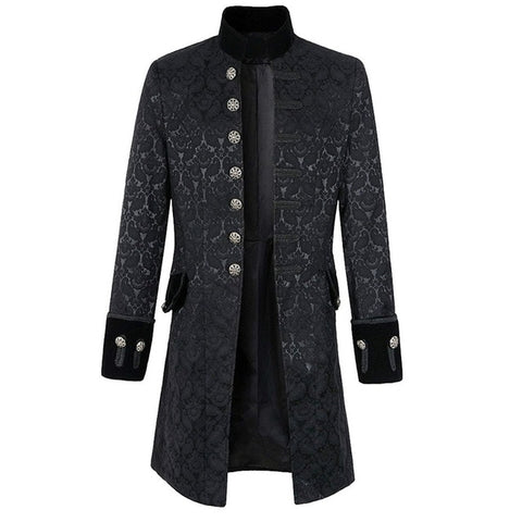 LASPERAL Vintage Plus Size Men Jacket Velvet Trim with Decorative Button